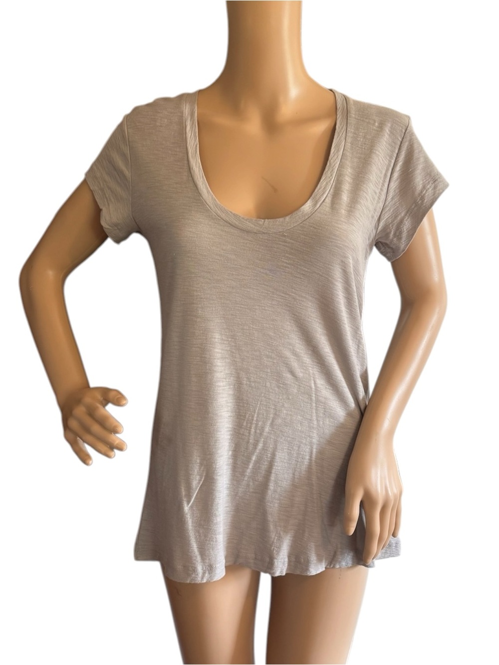 James Perse Standard Shirt Womens S 1 Gray lightweight Scoop-Neck Tee WSVH3182CU